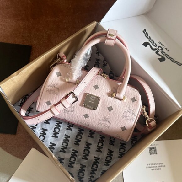 MCM MINI Aren Visetos Boston Pillow Bag - Picture 1 of 8